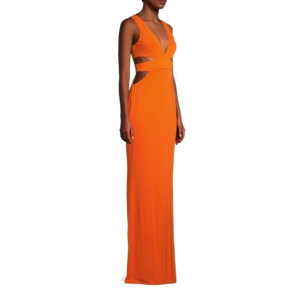 Ramy Brook Cara Cutout Column Gown Orange Maxi Dress Size 10